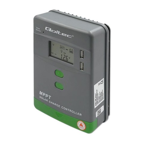Regulator ładowania MPPT Qoltec solarny z czujnikiem temperatury 20A | 12V / 24V | LCD | 2 x USB Regulator ładowania MPPT Qoltec solarny z czujnikiem temperatury 20A | 12V / 24V | LCD | 2 x USB