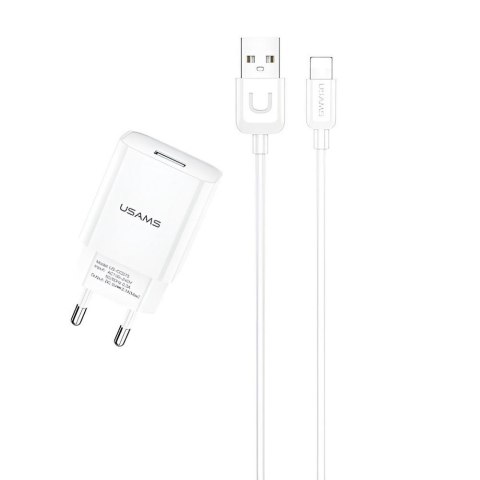 Ładowarka sieciowa Usams T21 2,1A 1xUSB + kabel Lightning - biała Ładowarka sieciowa Usams T21 2,1A 1xUSB + kabel Lightning - biała
