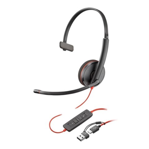 Słuchawka z mikrofonem Poly Blackwire 3210 Monaural USB-C Headset + adapter USB-C/A Słuchawka z mikrofonem Poly Blackwire 3210 Monaural USB-C Headset + adapter USB-C/A