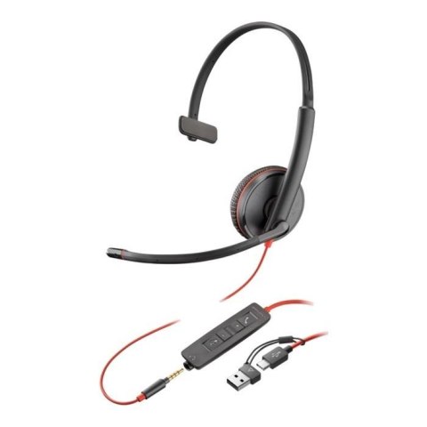 Słuchawka z mikrofonem Poly Blackwire 3215 Monaural USB-C Headset + 3,5mm jack + adapter USB-C/A Słuchawka z mikrofonem Poly Blackwire 3215 Monaural USB-C Headset + 3,5mm jack + adapter USB-C/A