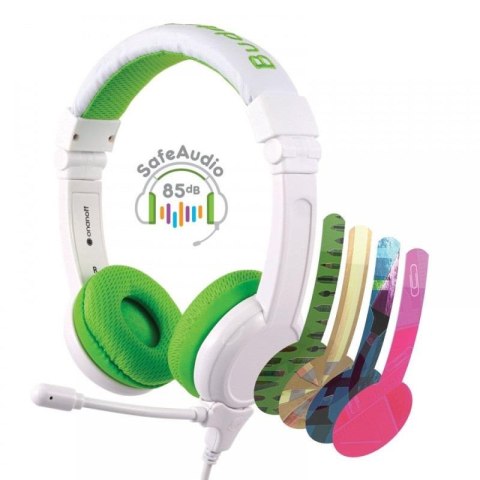 Słuchawki z mikrofonem BuddyPhones dla dzieci 3+ 85dB z mikrofonem School+, zielone Słuchawki z mikrofonem BuddyPhones dla dzieci 3+ 85dB z mikrofonem School+, zielone