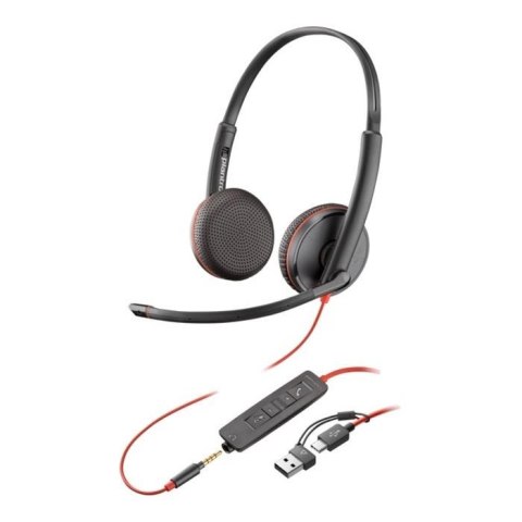 Słuchawki z mikrofonem Poly Blackwire 3225 Stereo USB-C + 3,5mm jack + adapter USB-C/A (Bulk) Słuchawki z mikrofonem Poly Blackwire 3225 Stereo USB-C + 3,5mm jack + adapter USB-C/A (Bulk)