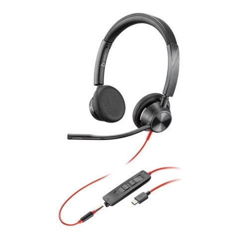 Słuchawki z mikrofonem Poly Blackwire 3325 Stereo USB-C Headset + 3,5mm jack + adapter USB-C/A Słuchawki z mikrofonem Poly Blackwire 3325 Stereo USB-C Headset + 3,5mm jack + adapter USB-C/A