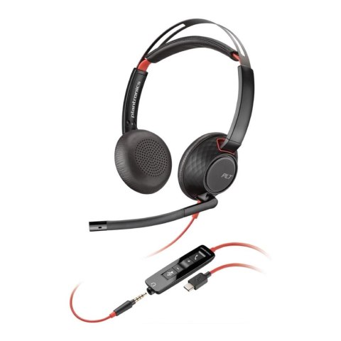 Słuchawki z mikrofonem Poly Blackwire 5220 Stereo USB-C Headset + 3,5mm jack + adapter USB-C/A Słuchawki z mikrofonem Poly Blackwire 5220 Stereo USB-C Headset + 3,5mm jack + adapter USB-C/A