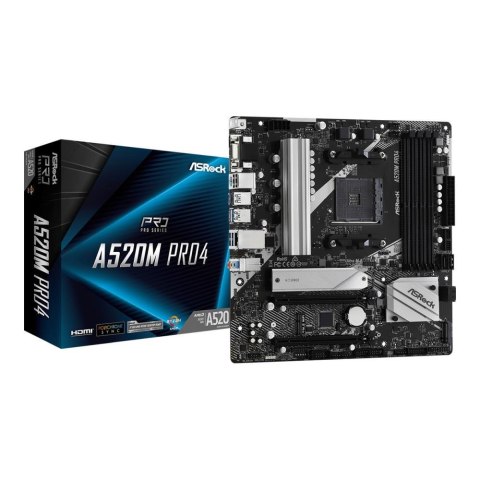 Płyta ASRock A520M Pro4 /AMD A520M/DDR4/SATA3/M.2/USB3.1/PCIe3.0/AM4/mATX Płyta ASRock A520M Pro4 /AMD A520M/DDR4/SATA3/M.2/USB3.1/PCIe3.0/AM4/mATX