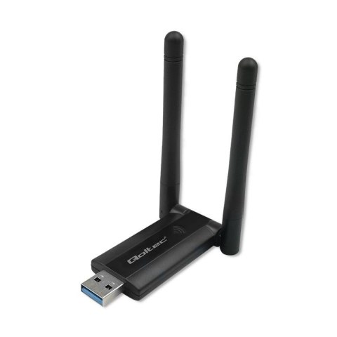 Karta sieciowa Qoltec Bezprzewodowy Adapter USB DUAL WiFi 2 x 2dBi | Standard AC | USB 3.0 | 1200Mbps Karta sieciowa Qoltec Bezprzewodowy Adapter USB DUAL WiFi 2 x 2dBi | Standard AC | USB 3.0 | 1200Mbps