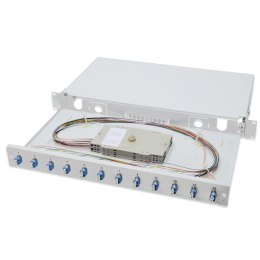 Przełącznica światłowodowa/Panel krosowy DIGITUS z wyposażeniem 19'' 1U, 12x LC dx, OS2, pigtaile, adaptery, tacki, wysuwany, sz