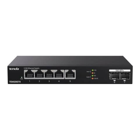 Switch niezarządzalny Tenda TEM2007X 5x2,5GbE 2x10G SFP+ Switch niezarządzalny Tenda TEM2007X 5x2,5GbE 2x10G SFP+