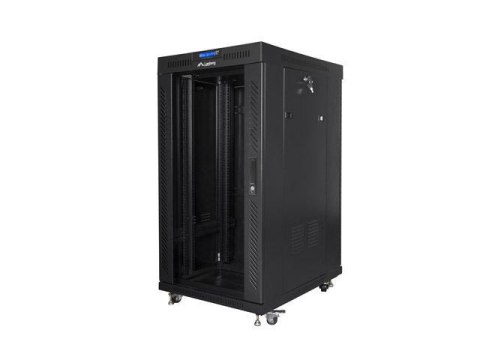 Szafa instalacyjna Rack stojąca 19" 22U 600x600 czarna drzwi szklane LCD Lanberg (flat pack) Szafa instalacyjna Rack stojąca 19" 22U 600x600 czarna drzwi szklane LCD Lanberg (flat pack)