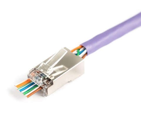 Wtyk RJ45 (8P8C) przelotowy DIGITUS kat.5e, ekranowany, AWG 26-24, opakowanie 100 szt. Wtyk RJ45 (8P8C) przelotowy DIGITUS kat.5e, ekranowany, AWG 26-24, opakowanie 100 szt.