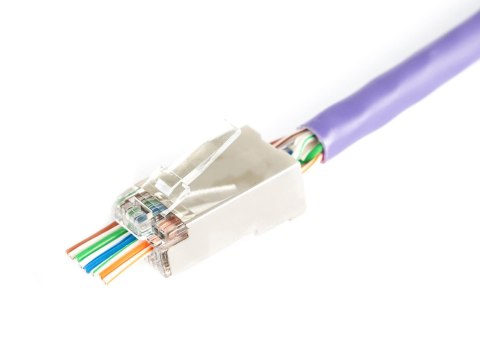 Wtyk RJ45 (8P8C) przelotowy DIGITUS kat.6 ekranowany, AWG 26-24, opakowanie 100 szt. Wtyk RJ45 (8P8C) przelotowy DIGITUS kat.6 ekranowany, AWG 26-24, opakowanie 100 szt.
