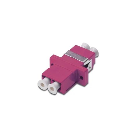 Adapter światłowodowy LC/LC, duplex, wielomodowy O M4, ceramiczna ferrula, różowy
