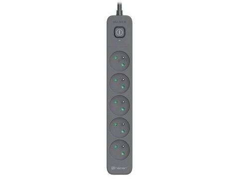 Listwa zasilająca TRACER Power Line+ 3 m 5 gniazd Grafitowy TRALIS47024
