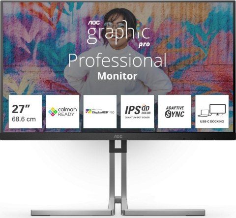 Monitor AOC Q27U3CV (27" /IPS /75Hz /2560 x 1440 /Czarno-szary) Monitor AOC Q27U3CV (27" /IPS /75Hz /2560 x 1440 /Czarno-szary)
