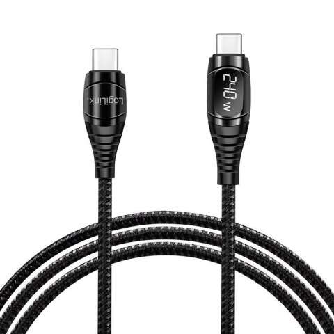 Kabel USB 2.0 LogiLink CU0181 USB-C - USB-C, M/M, z wyświetlaczem, czarny, 1m Kabel USB 2.0 LogiLink CU0181 USB-C - USB-C, M/M, z wyświetlaczem, czarny, 1m