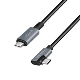 Kabel USB 2.0 LogiLink CU0182 USB-C - USB-C, M/M, kątowy, czarno/szary, 1m