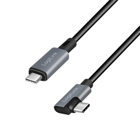 Kabel USB 2.0 LogiLink CU0182 USB-C - USB-C, M/M, kątowy, czarno/szary, 1m Kabel USB 2.0 LogiLink CU0182 USB-C - USB-C, M/M, kątowy, czarno/szary, 1m