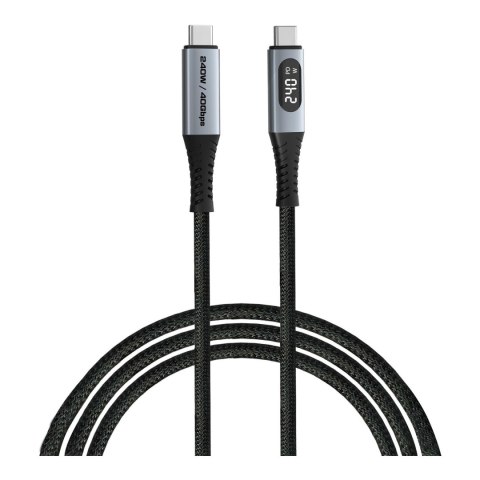 Kabel Verbatim USB-C(M) - USB-C(M) z wyświetlaczem, 1,2m, 240W, PD, czarny Kabel Verbatim USB-C(M) - USB-C(M) z wyświetlaczem, 1,2m, 240W, PD, czarny