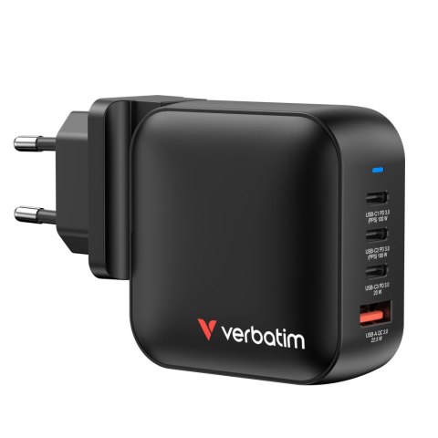Ładowarka sieciowa Verbatim Mini GaN 100W 3xUSB-C PD 1xUSB-A QC 3.0 Ładowarka sieciowa Verbatim Mini GaN 100W 3xUSB-C PD 1xUSB-A QC 3.0