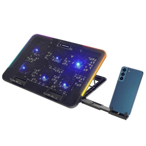 Podstawka chłodząca Rampage SIXPOWER R9 pod laptop 15,6", RGB, regulowana Podstawka chłodząca Rampage SIXPOWER R9 pod laptop 15,6", RGB, regulowana